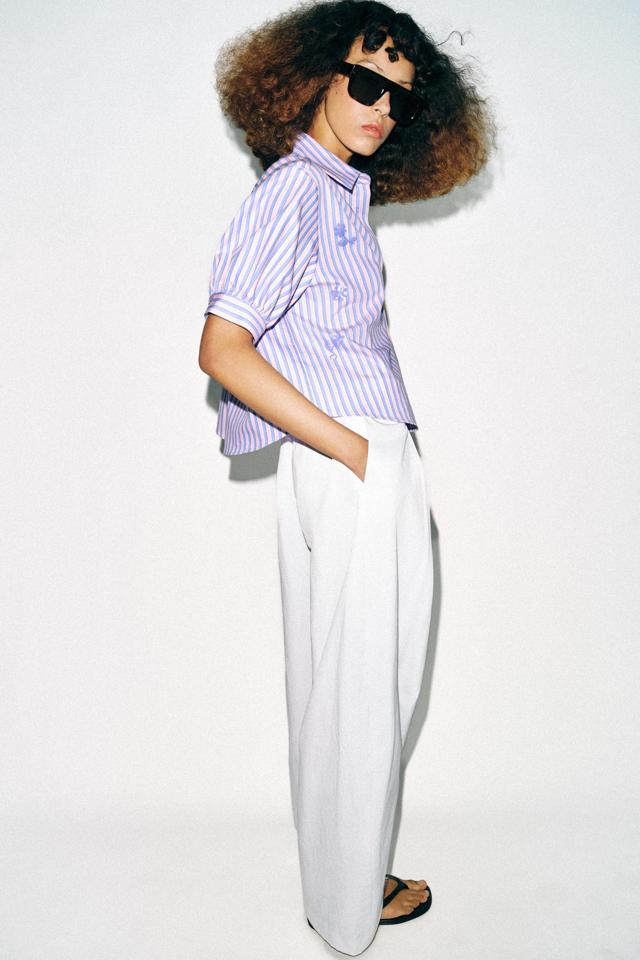 SEQUINED STRIPED SHIRT